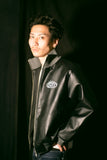 synthetic leather track jacket